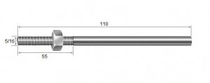Haste Telha + Porca 5/16 x 110 R55 mm Inox-316 - 10 peas